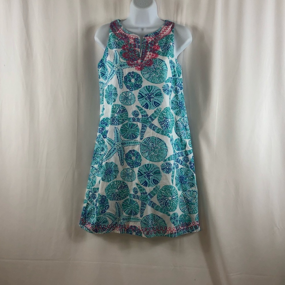 Lilly Pulitzer Cotton Y-neck embellished sleeveless shift dress XL